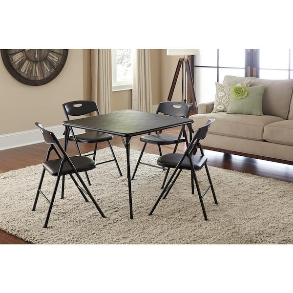 Cosco 5 Piece Black Folding Card Table Set 37557BK1HD The Home Depot