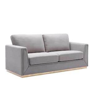 Valin 34 in. Flared Arm Fabric Rectangle Sofa in. Grey Linen