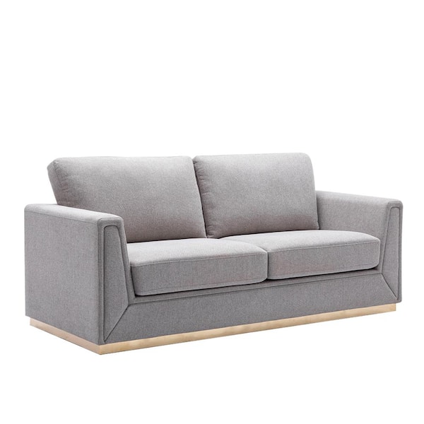 Acme Furniture Valin 34 in. Flared Arm Fabric Rectangle Sofa in. Grey Linen