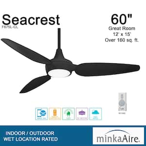 Seacrest 60 in. LED Indoor/Outdoor Coal Smart Ceiling Fan with Light and Remote Control