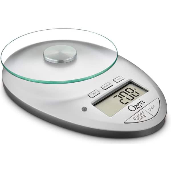 Taylor Glass Top Food Scale with Touch Control Buttons, 11 lb Capacity,  Silver