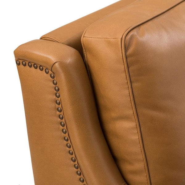 Gertrudis Camel 27.56 in. W Genuine Leather Upholstered Arm Chair with Nailhead Trims (Set of 2)
