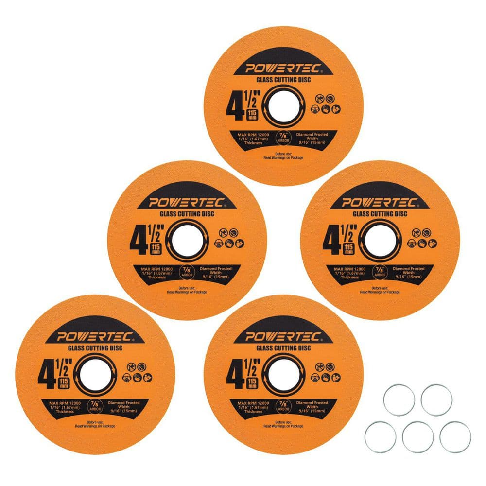 4-1/2 in. Glass Cutting Disc for Angle Grinder, 7/8 in. Arbor Diamond Blade Wheel w/20mm Bushing, 5 PK price history on PriceWatchPro