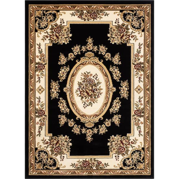 Well Woven Timeless Le Petit Palais Black 8 ft. x 11 ft. Traditional Area Rug