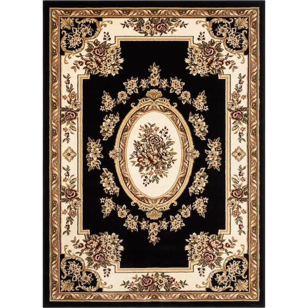 Well Woven Timeless Le Petit Palais Black 9 ft. x 13 ft. Traditional Area Rug