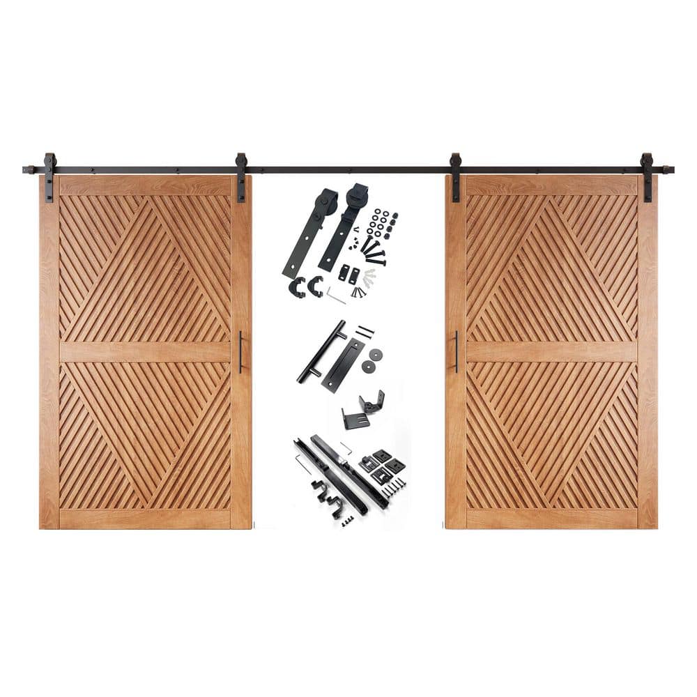 LT 48 in. x 84 in. C-Panel Early American Diamond Design Double Pine Wood Sliding Barn Door with Hardware Kit price history on PriceWatchPro