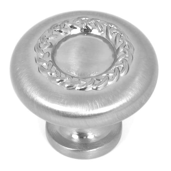 Stone Mill Hardware 1-1/4 in. Satin Nickel Round Rope Design Cabinet Knob (10-Pack)