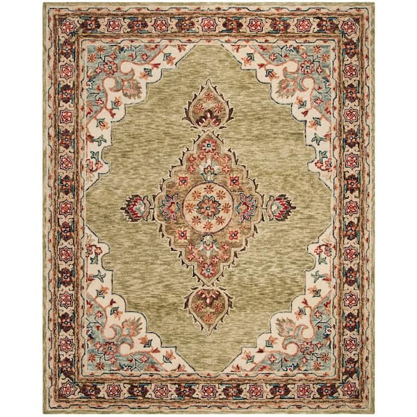 Aspen 10 ft. x 14 ft. Sage/Brown Oriental Area Rug