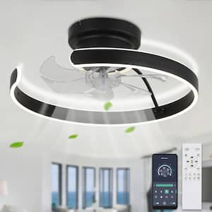 20 in. Indoor Black Low Profile Dimmable Ceiling Fan with LED Light and Remote