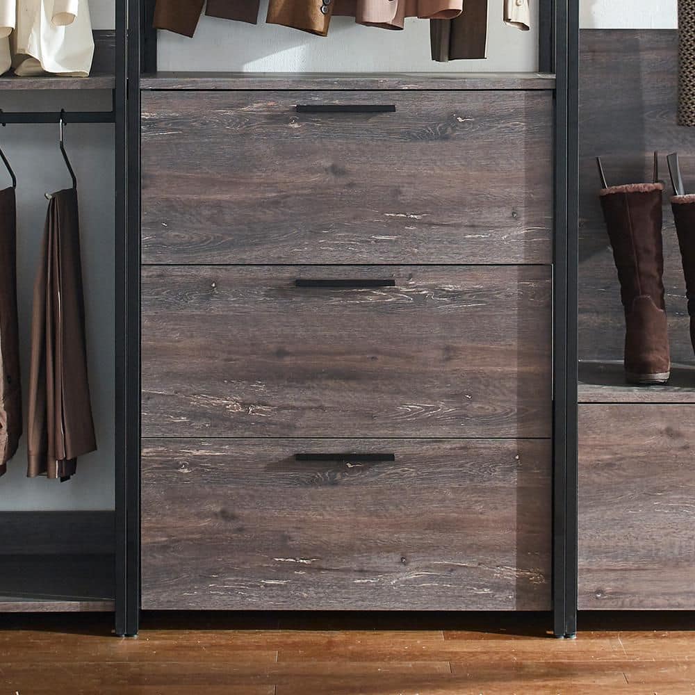 Monica Gray and Black Engineered Wood Closet System with Drawers