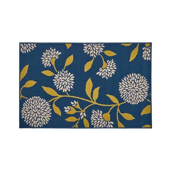 Noble House Anne Blue and Green 3 ft. x 3 ft. Indoor/Outdoor Area Rug