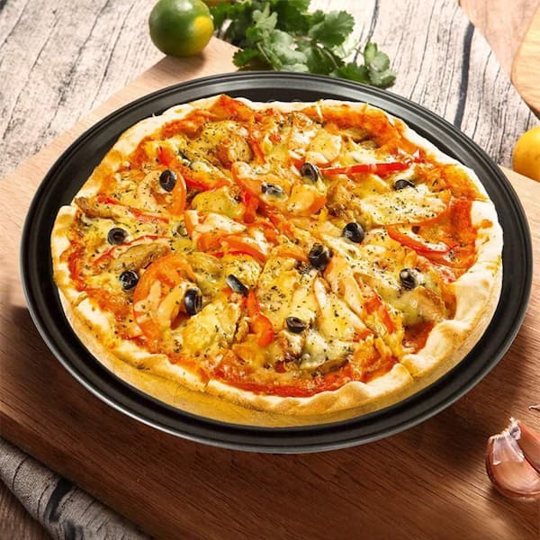 2-Piece Steel Non-Stick Perforated Pizza Tray Set Professional Bakeware Essential for Home and Commercial Use