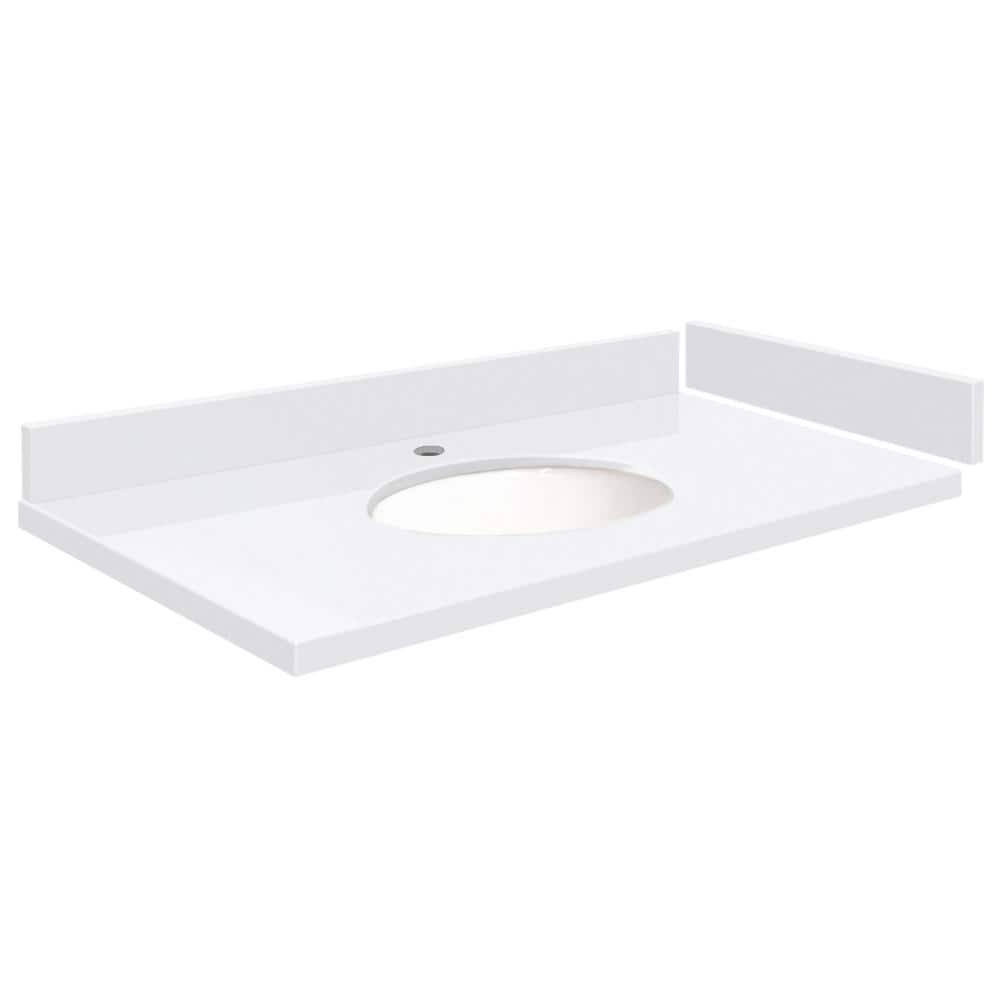 Silestone 34.25 in. W x 22.25 in. D Quartz White Round Single Sink Vanity Top in Miami White price history on PriceWatchPro