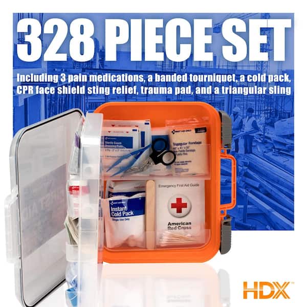 HDX 328-Piece Commercial Clear Front Plastic OSHA First Aid Kit