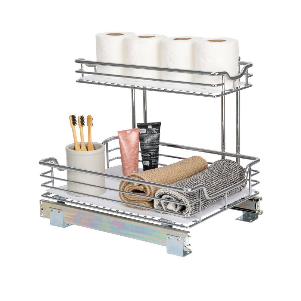 thumbnail image 2 of Under Sink Organizer 2-Pack - 2-Tier Slide Out Cabinet Storage With Adjustable Height, White 2 of 4