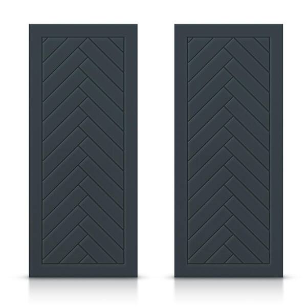 CALHOME 60 in. x 80 in. Hollow Core Charcoal Gray Painted Composite MDF Interior Double Closet Sliding Doors
