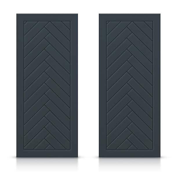 CALHOME 84 in. x 96 in. Hollow Core Charcoal Gray Painted Composite MDF Interior Double Closet Sliding Doors