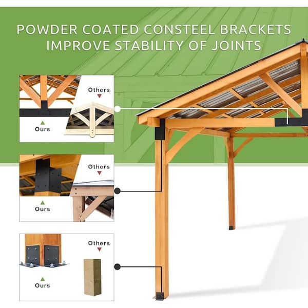 AECOJOY 14 ft. x 12 ft. Outdoor Garden Wooden Hardtop Gazebo with