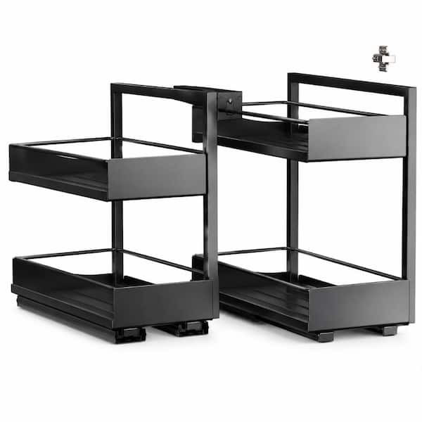 2-Pack Pull Out Spice Rack Organizer, Peel and Stick No-Drill Vertical Cabinet Spice Shelf for 4 oz to 8