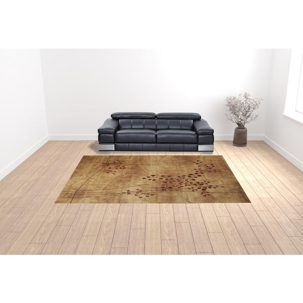 10 ft. x 13 ft. Brown Floral Power Loom Area Rug