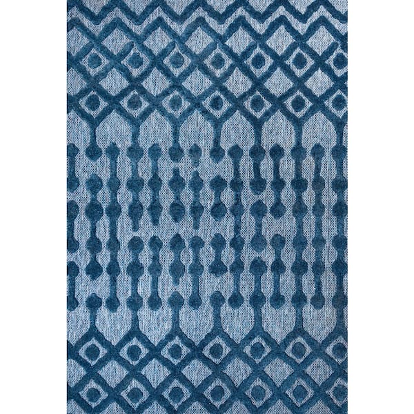 Peralta Navy 5 ft. x 8 ft. Moroccan Diamond Indoor/Outdoor Area Rug