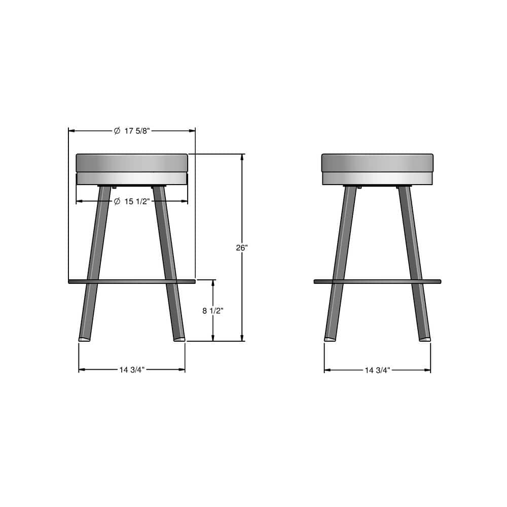 Swice Light Grey Polyester and Black Metal Swivel Counter Stool