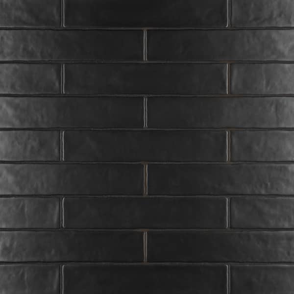 Merola Tile Chester Matte Nero 2 in. x 9-4/5 in. Ceramic Wall Take Home Tile Sample