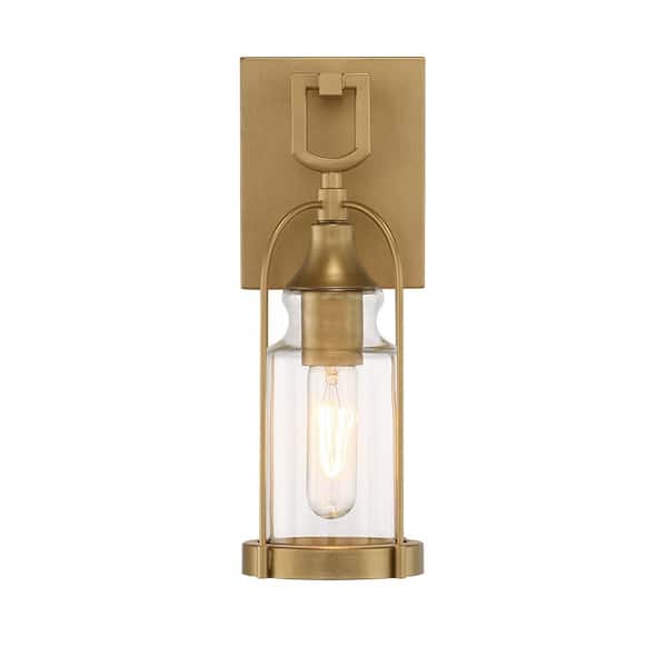 Eurofase Yasmin 1-Light Gold Hardwired Outdoor Wall Lantern Sconce (1-Pack)
