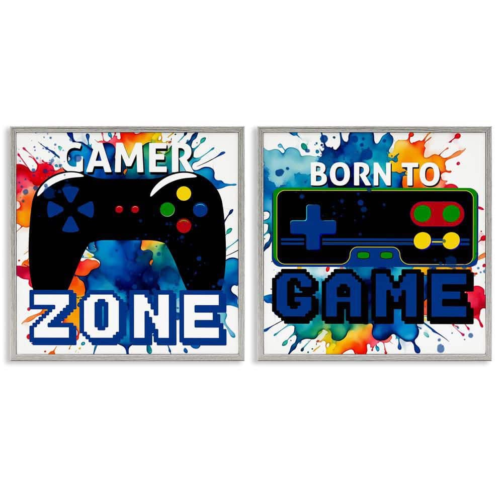 Gamer Zone on Splash by Kim Allen 2-Piece Gray Framed Typography Giclee Art Print 24 in. x 24 in. price history on PriceWatchPro