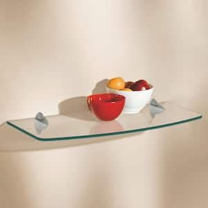 GLASSLINE 31.5 in. x 10/12 in. x 0.31 in. Clear Glass Convex Decorative Wall Shelf without Brackets