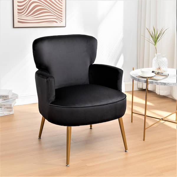 US Pride Furniture US Pride Understated Black Velvet Arm Accent Chair