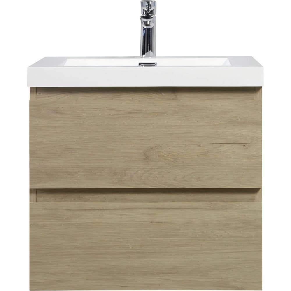 24 in. Single Sink Floating Brown Bath Vanity with White Resin Sink Top price history on PriceWatchPro