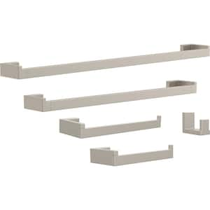 Beaufort 5-Piece Bath Hardware Set 18, 24 in. Towel Bars, Toilet Paper Holder, Towel Holder, Towel Hook, Satin Nickel