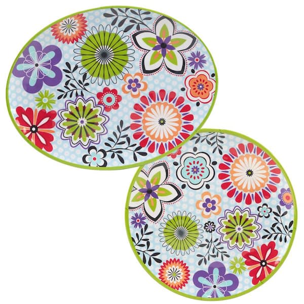 Certified International Carnaby 2-Piece Multi-Colored Melamine Platter Set Service for 2