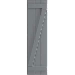 16-1/8 in. x 66 in. True Fit PVC Three Board Joined with Z-Bar Board and Batten Shutters Pair in Ocean Swell