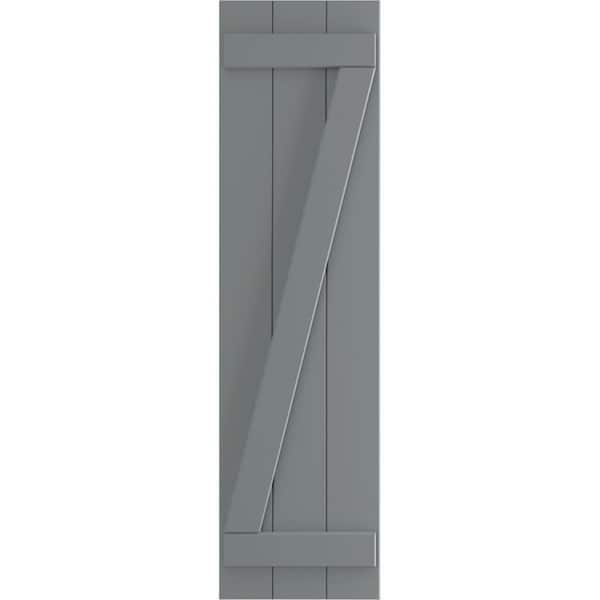 Ekena Millwork 16-1/8 in. x 79 in. True Fit PVC Three Board Joined with Z-Bar Board and Batten Shutters Pair in Ocean Swell
