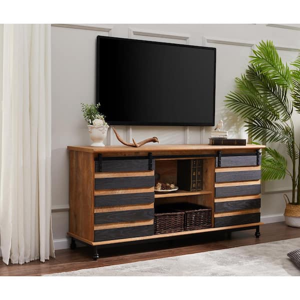 Wampat Tv Stand For Up To 70 Inches Storage With Iron Legs Wood Media Console Table Cabinet 3 Level Adjustable Shel M Sct1501r Hd The Home Depot Wood Media Console Table Cabinet, Wood Console Table Tv Stand