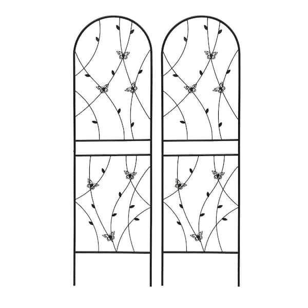 2-Pack Metal Garden Trellis 71 x 19.7 in. Rustproof Trellis for Climbing Plants Outdoor Flower Support Butterfly Deco