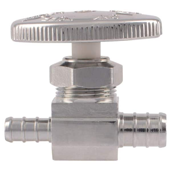 SharkBite 1/2 in. Chrome-Plated Brass PEX Barb x 3/8 in. Barb Straight Stop Valve