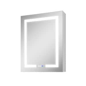 24 in. W x 30 in. H Large LED Lighted Silver Recessed/Surface Mount Medicine Cabinet with Mirror and Soft-Close