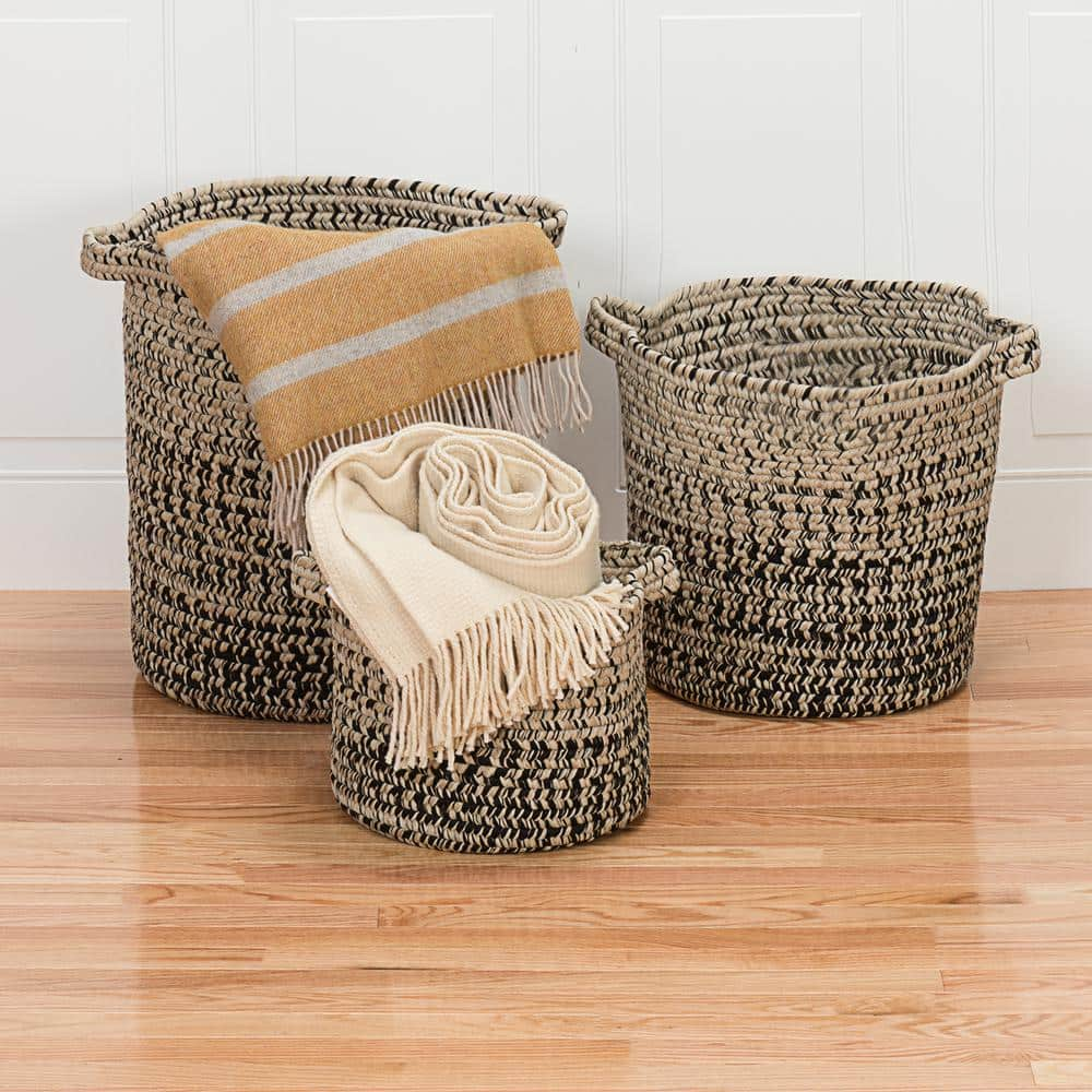 Small Wicker Baskets, Handwoven Baskets for Storage, Seagrass Rattan Baskets  with Wooden Handles, 2-Pack PUPMRW - The Home Depot