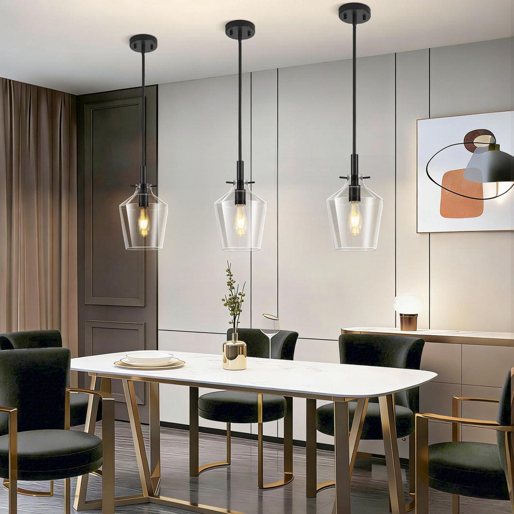 RayHome 7. 88in 1-Light Modern Black Adjustable Height Pendant Light with Hammered Glass for Kitchenisland Bedroom price history on PriceWatchPro