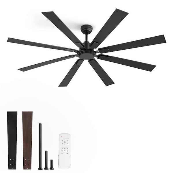 72 in. Indoor/Outdoor DC Motor Matte Black Ceiling Fan with Remote Control Included