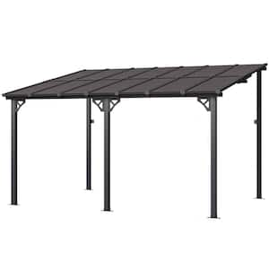 14 ft. x 10 ft. Gray Aluminum Sloping Pitched Roof with Wall-Mounted Gazebo Pergola