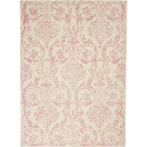 Nourison Jubilant Ivory/Pink 6 ft. x 9 ft. Persian Vintage Area Rug
