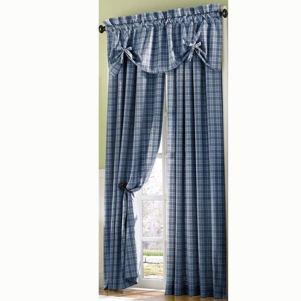 Curtainworks Semi-Opaque BlueCountry Plaid Cotton Panel- 50 in. W x 108 in. L