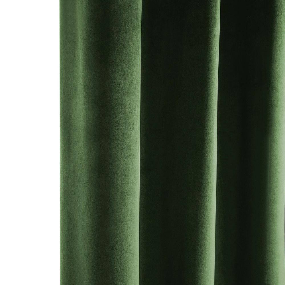 Eden Green 100W x 84L Plush Velvet Room Darkening Curtains