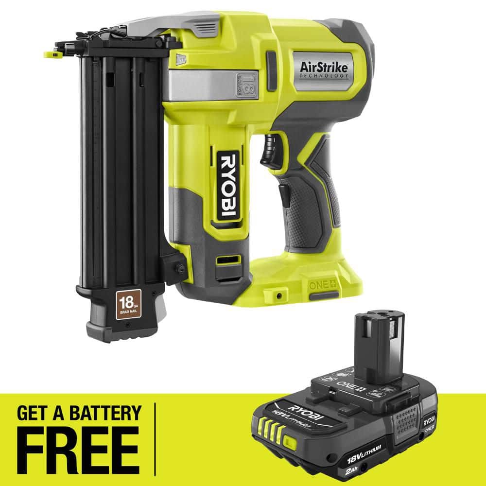 RYOBI ONE+ 18V 18-Gauge Cordless AirStrike Brad Nailer with FREE 2.0 Ah Battery P321-PBP006 - The Home Depot