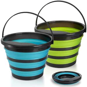 2.6 Gal. Green and Blue Collapsible Bucket with Removable Filter (2-Pack)