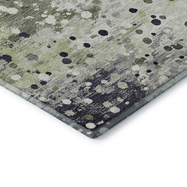 Mayfield Premium Machine Washable Abstract AMF2007 Aloe 10 ft. x 14 ft. Area Rug